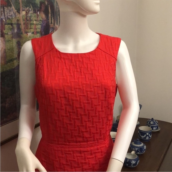 Banana Republic Textured Candy Apple Red Sleeveless Midi Dress Sz 0 - Picture 3 of 7